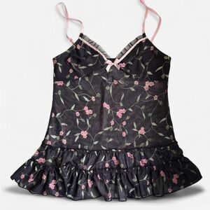 Floral Black and Pink Babydoll Top